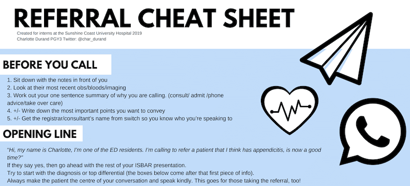 Referral cheat sheet