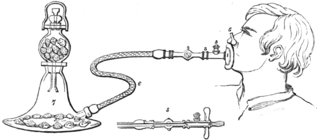 The apparatus for rendering surgical operations painless. Illustrated London News 1847