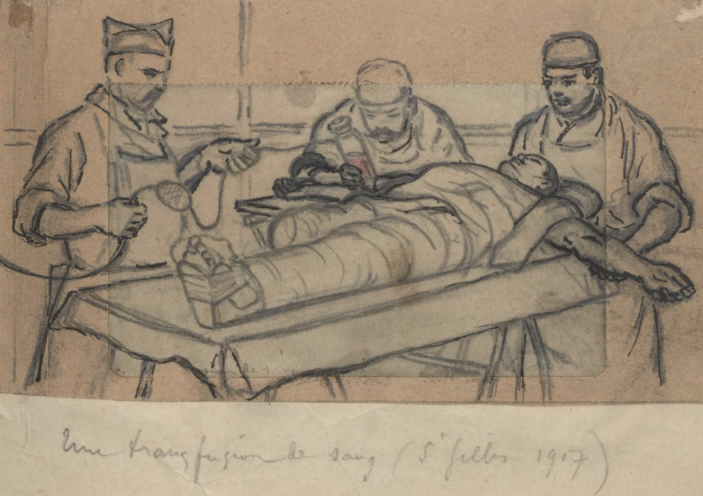 Adrien Barrère blood transfusion 1917