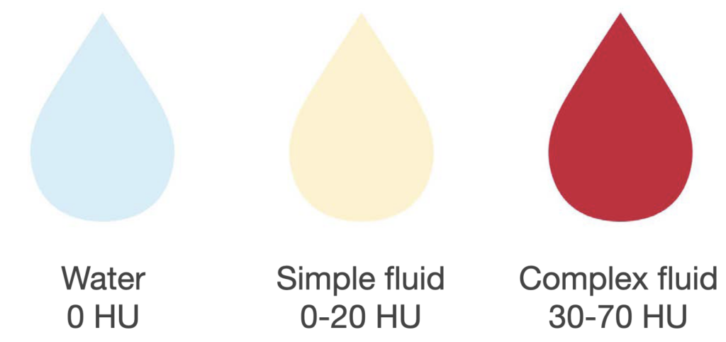 CT abdomen Hounsfield Units fluids