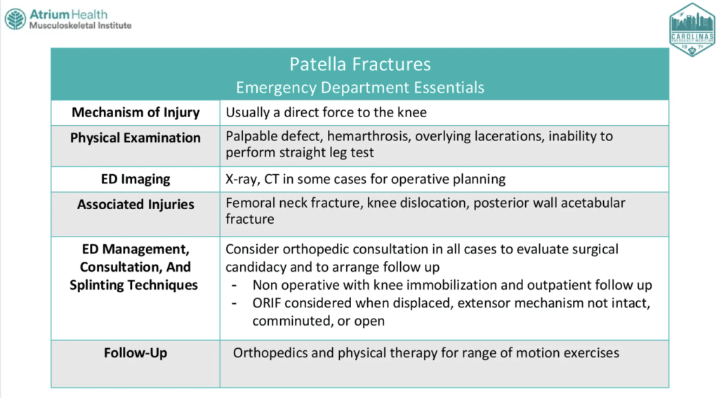 patella fracture protocol